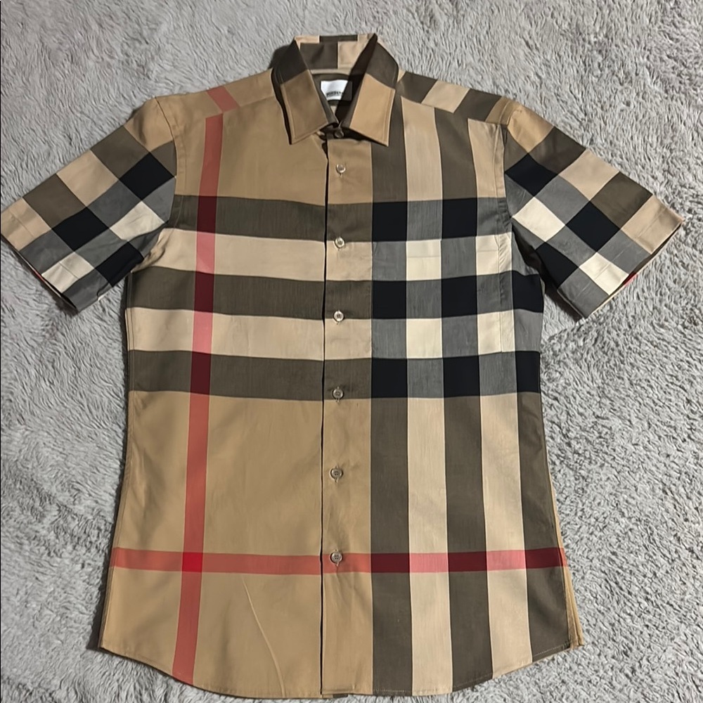 Burberry Tan and Black Casual Button Down Shirt